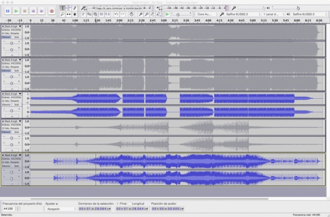 Stems en Audacity